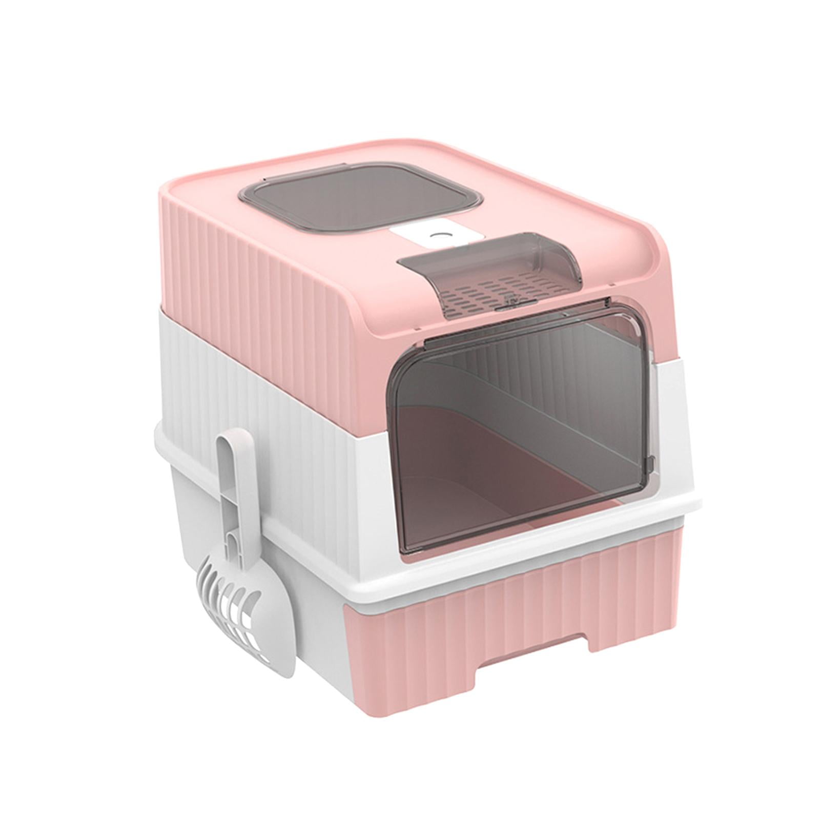 Bvdfgk Hooded Cat Litter Boxes with Fully Enclosed Easy to Clean Cats Litter Tray Large pink