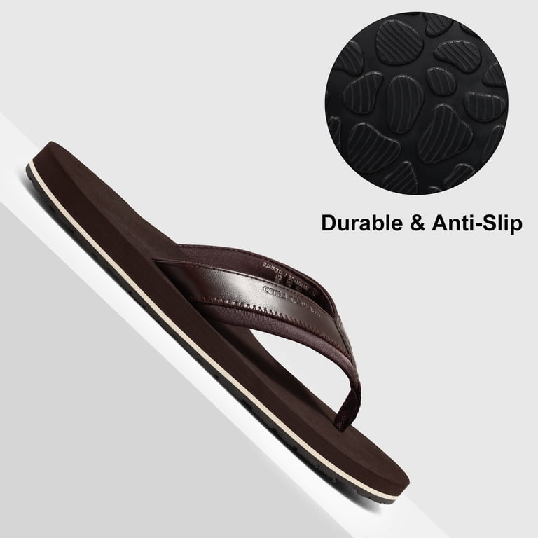 Harssidanzar Mens Flip Flops, Summer Thong Comfortable Arch Support Soft Leather Footbed Beach Sandals KM215, Saddle, 8 : Buy Online at Best Price in KSA - Souq is now