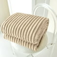 thumbnail image 1 of PRETXORVE Flannel Fleece Throw Blanket Warm and Soft Striped Couch and Bed Blanket Cozy Microfiber Ribbed Sofa for All Season, 1 of 7