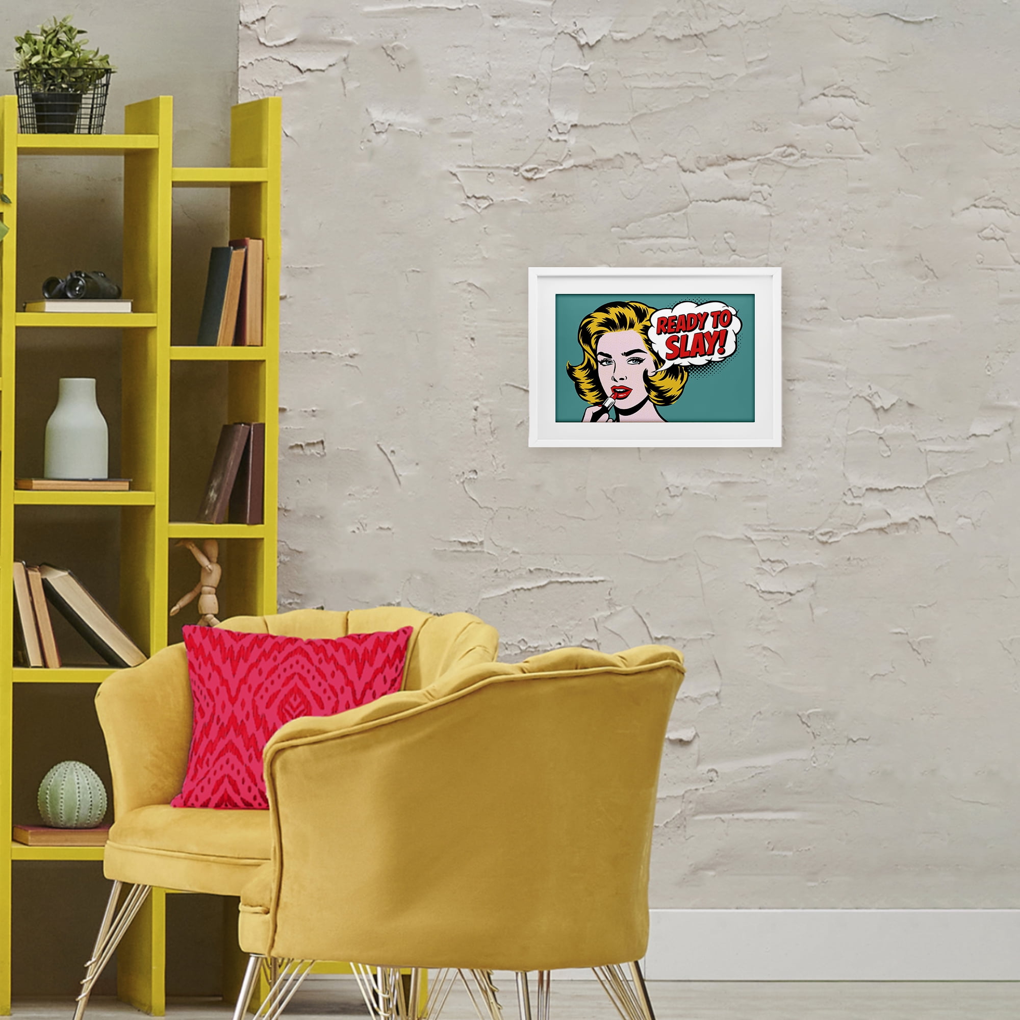 Stupell Industries Ready To Slay Pop Lipstick White Framed Print Under Glass, design by Andreas Magnusson