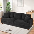 thumbnail image 5 of 87" Corduroy Sofa,3 Seater Sofa with Extra Deep Seats,Neche Comfy Upholstered Couch for Living Room,2 Pillows,Black, 5 of 10