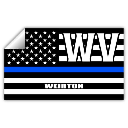 Weirton WV West Virginia Hancock County Thin Blue Line Stealthy USA Flag - Honoring Law Enforcement Officers Flags - Blue Lives Matter Euro Decal Bumper Sticker 3M Vinyl 3" x 5"