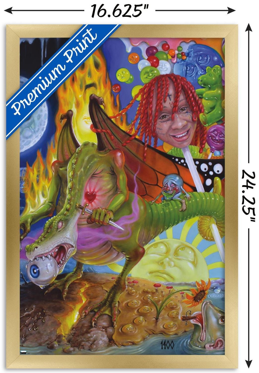 Trippie Redd - Trip at Knight Album Cover Wall Poster with Magnetic Frame, 22.375" x 34"