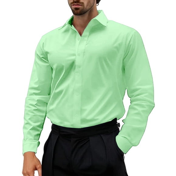 Dress Shirt for Men Classic Fit Business Casual Everyday Wear with Stretch Comfort and - Fabric