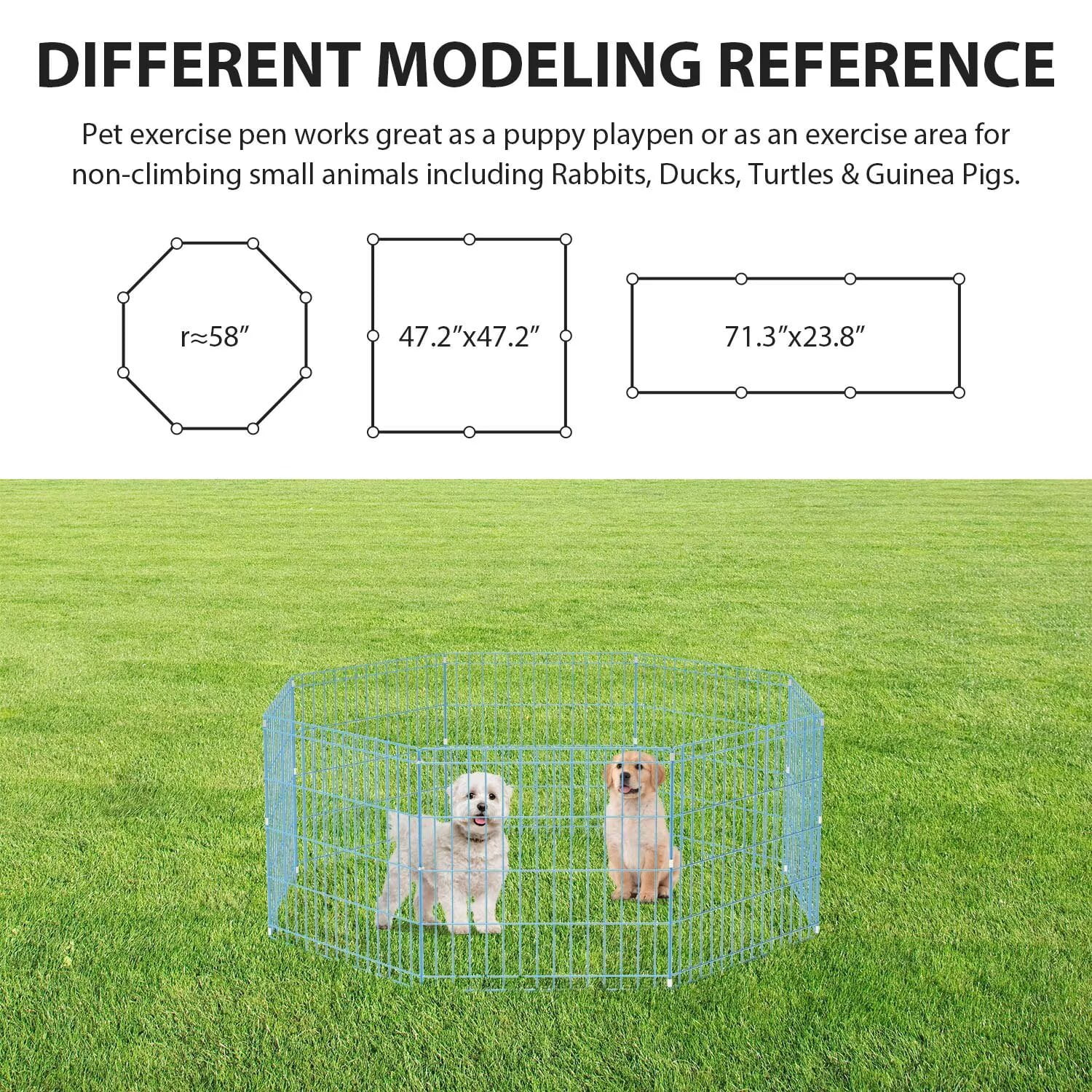 YRLLENSDAN,24In,8 Panel,Outdoor Dog Fence,Puppy Play Pen for Indoors,Dog Play Pen Indoors,Easy To Assemble and Store,Foldable,Blue