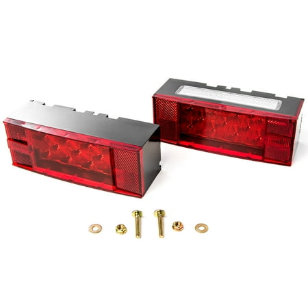 Running Lights Boat 12V LED Submersible Rectangular Trailer Light Low Profile Kit Tail Stop Turn Running Lights for Boat Trailer Truck Marine ()