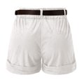 thumbnail image 4 of Workout Shorts Women Soft Pleated Super Pocket Casual High Summer Wide Loose Fit Waist Leg Corduroy Bermuda Cargo Board Gym White Bottoms Sizes M, 4 of 7