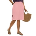 thumbnail image 2 of POIUYTR Plus Size Womens Cotton Linen Shorts Summer High Waist Button Split Hem Short Pants Vacation Sweat Shorts, 2 of 6