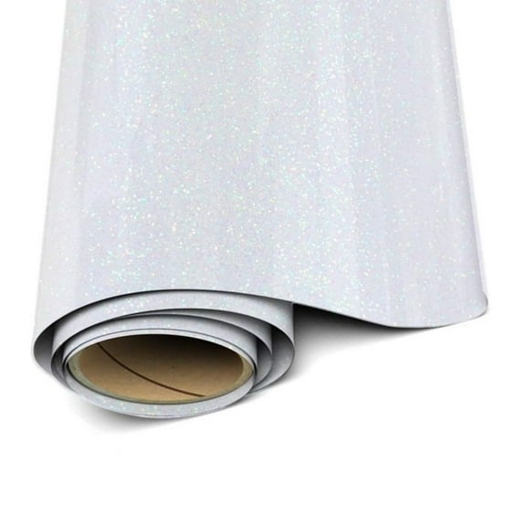 Siser Glitter Heat Transfer Vinyl – Rainbow White HTV Iron on Vinyl – 12” x 3 Foot ( 36 inches / 1 yard )