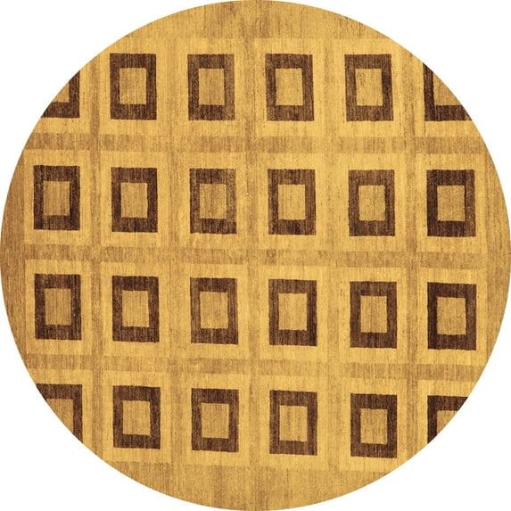 Ahgly Company Indoor Round Abstract Brown Modern Area Rugs, 8' Round