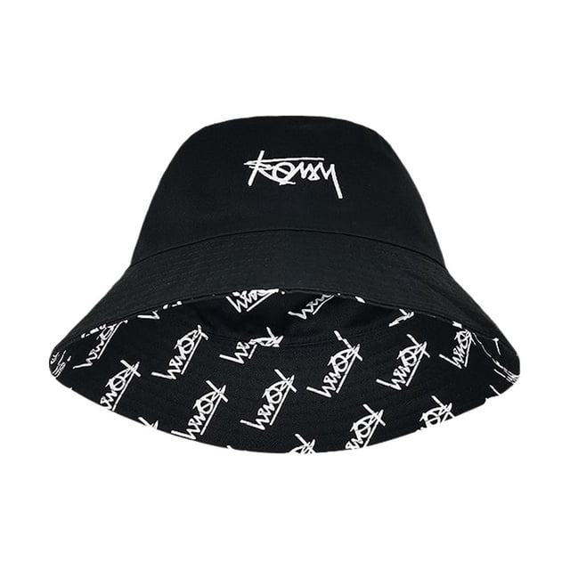 Chapeau Bob à Large Bord Imprimé Mode Femmes Hommes Broderie Lettre Coréenne Extérieur E1 R2A9