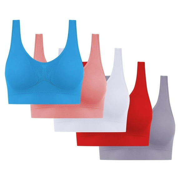 Sports Bras for Women Large Bust Ultra-Comfort Wireless Seamless Racerback Bra Breathable Light Lift Tank Style 5-Pack Gray (3XL) Up To 65% Off!
