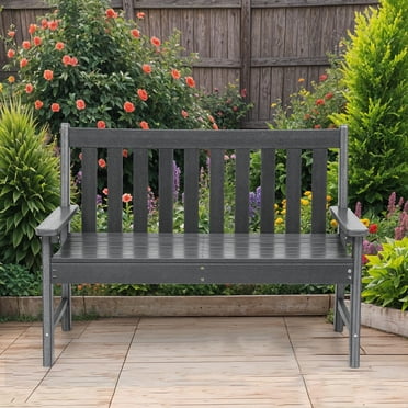 Dextrus All-Weather Garden Bench, Durable White Outdoor Seating for 2-3 Persons, Ideal for Park ...