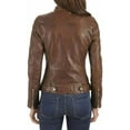 thumbnail image 2 of Women's Genuine Tan Lambskin Leather Jacket Motorcycle Slim fit Biker Jacket W419, 2 of 3