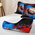 thumbnail image 4 of Erosebridal Splatter Baseball Twin Quilt Set, Red Blue Watercolor Twin Coverlet Set for Boys and Girls, 2pcs, 4 of 7
