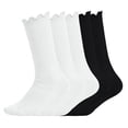 thumbnail image 3 of MKOSPLRT 6-14Y Girls Kids Ruffle Socks Uniform School Dress Frilly Cotton Crew Socks 5 Pairs, 3 of 7
