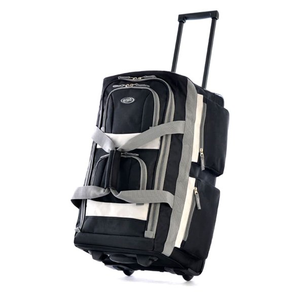 Olympia U.S.A. 22 inch Carry On 8 Pockets Wheeled Rolling Duffel Bag Water Resistant Luggage Lightweight Travel Suitcase with Retractable Handle