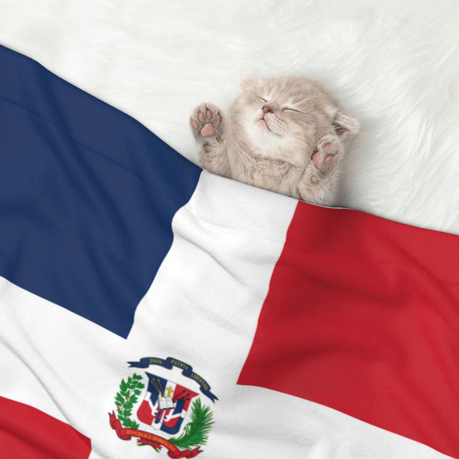 Flannel Throw Dog Blanket Dominican Republic Flag Soft Warm Print Pet Blankets for Small Dog Cat Puppy