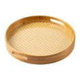 thumbnail image 1 of simhoa Bamboo Serving Tray with Handles Dinner Tray for Living Room Home Countertop Diameter 35cm, 1 of 8