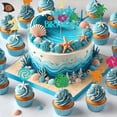 thumbnail image 4 of 49 piezas de decoraciones de cumpleaños de Moana: adornos para tartas y cupcakes para fiestas infantiles y celebraciones playeras., 4 of 7