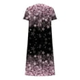 thumbnail image 4 of Babysbule Woman Summer Dresses Fashion Women Summer Printing Causal V-Neck Button Short Sleeve Vacation Pockets Dress, 4 of 4