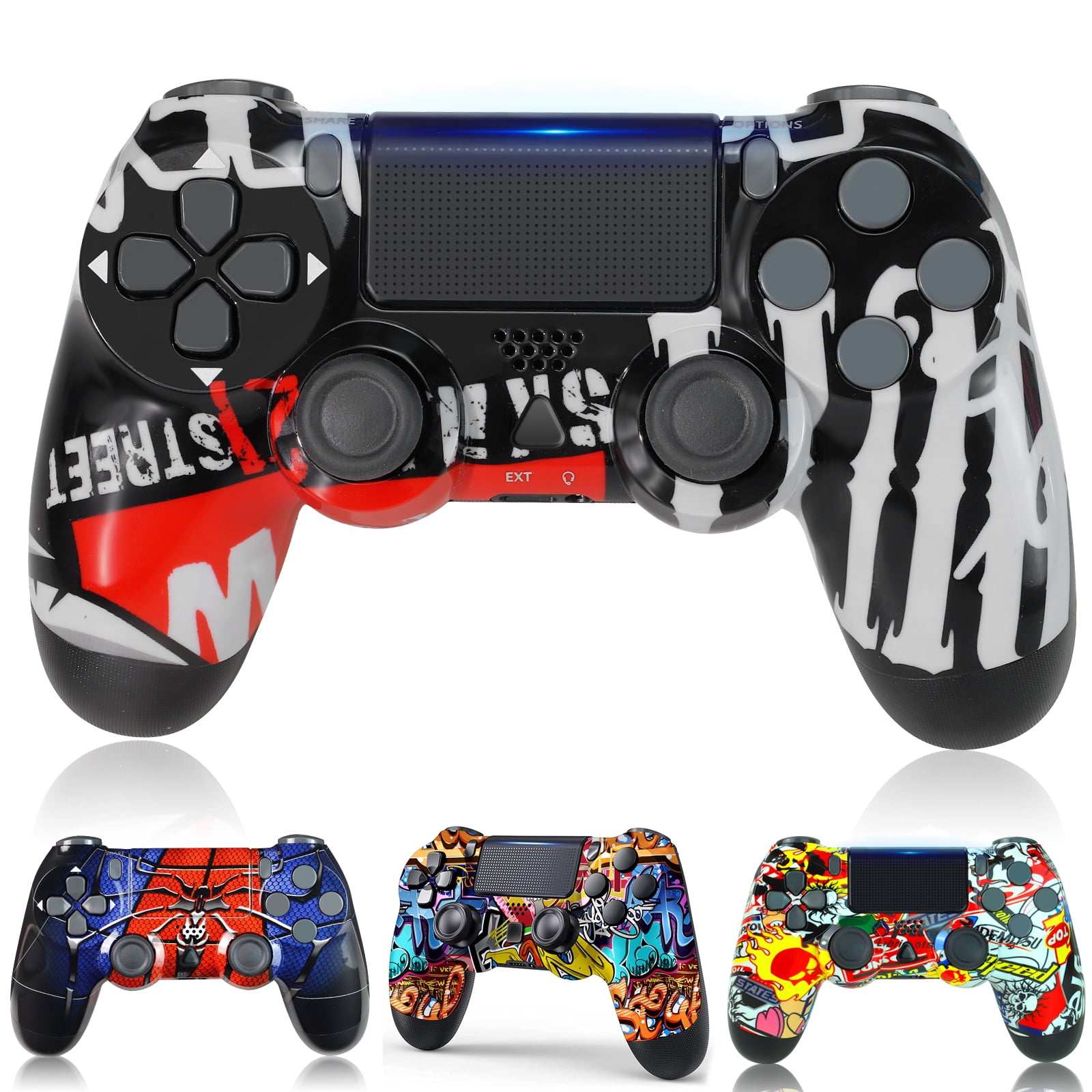 Inwoner Misschien contrast Wireless Game Controller Compatible with PS4/ Slim/Pro with Upgraded  Joystick - Red Eyes - Walmart.com