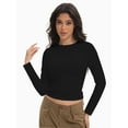 thumbnail image 4 of Womens Long Sleeve Shirts Basic Crop Tops Going Out Fall Fashion Underscrubs Layer Slim Fit Tops, 4 of 6