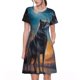 thumbnail image 1 of Disketp Moonlit Night Sky Wolf para Vestido de Manga Corta para Mujeres, Vestidos de Verano para Mujeres, Casual y Holgado para la Playa, 1 of 6