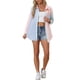 thumbnail image 2 of Blusas casuales de rayas de manga larga con cuello en V de INSPIRE CHIC para mujer con bolsillo y botones en rosa y azul XS, 2 of 6