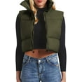 thumbnail image 2 of Women's Winter Cropped Puffer Vest Crop Jackets For Women Full Zip Stand Collar Padded Lightweight Outwear Vest, 2 of 11