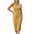 thumbnail image 1 of Vestido PRETTYGARDEN 2025 Ajustado Sin Mangas Amarillo Talle S, 1 of 7