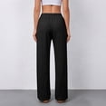 thumbnail image 5 of Womens Palazzo Pants Casual Drawstring Flowy Pants Wide Leg Summer Beach Linen Trousers with Pockets Black M, 5 of 5