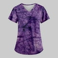 thumbnail image 6 of EHTMSAK Scrub Top for Women Fashion 2023 Floral with Pocket Short Sleeve V-Neck Tops Working Uniform Cartoon Print Blouse Purple XL, 6 of 7