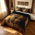 thumbnail image 3 of Manfei Jungle Wildlife Queen Comforter Set, Forest Lion Family Comforter Sets Queen, Dark Brown, Black Reversible, 3pcs, 1 Comforter and 2 Pillowcases, 3 of 7