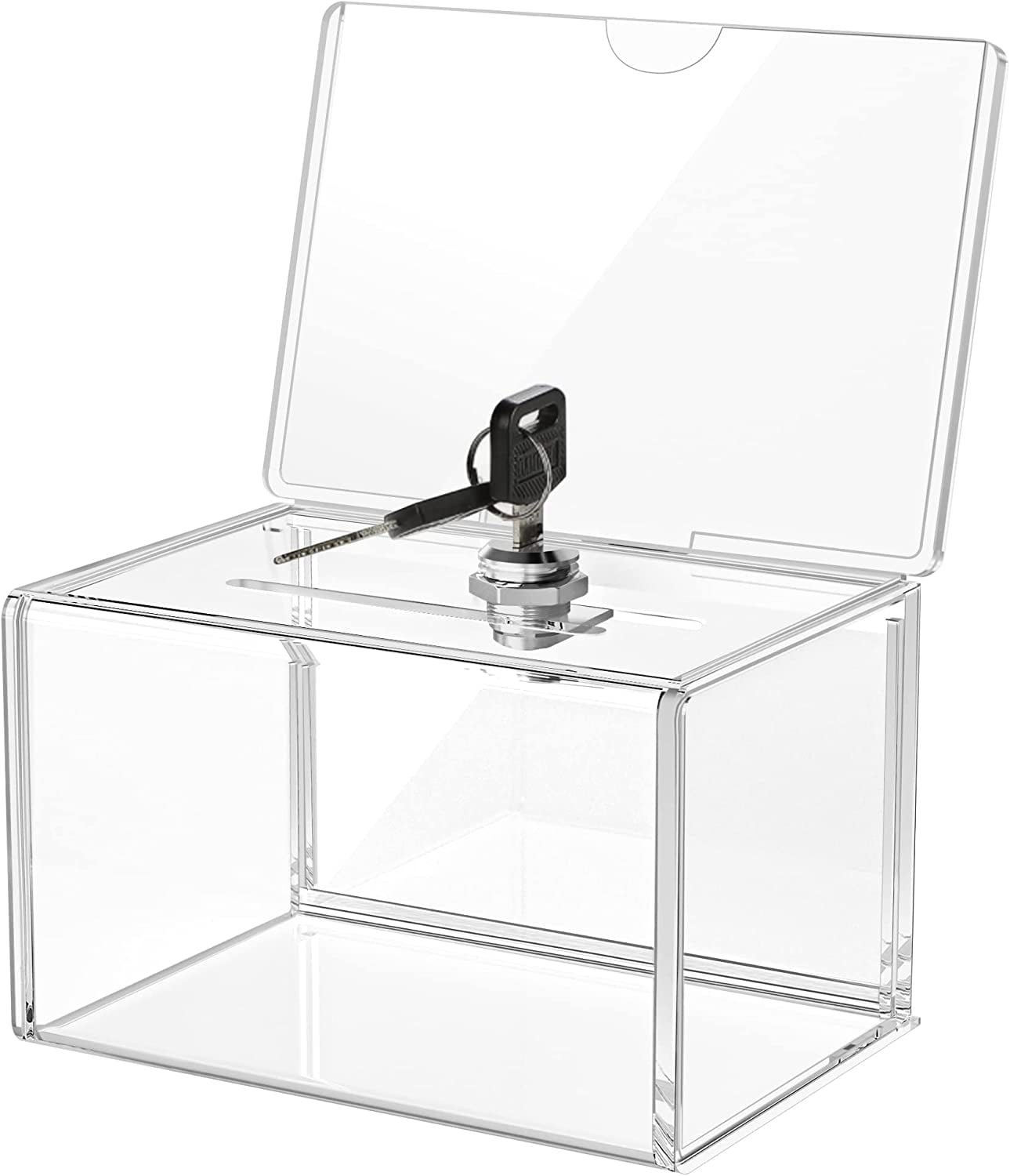 1 Pack, Blue Source One Heavy Duty Donation/Ballot Box with Lock and Sign Holder 