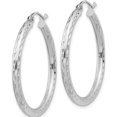 thumbnail image 2 of Sterling Silver Rhodium-Plated 2.5mm Diamond-Cut Hoop Earrings (31 X 29) Made In Mexico qe4474, 2 of 5