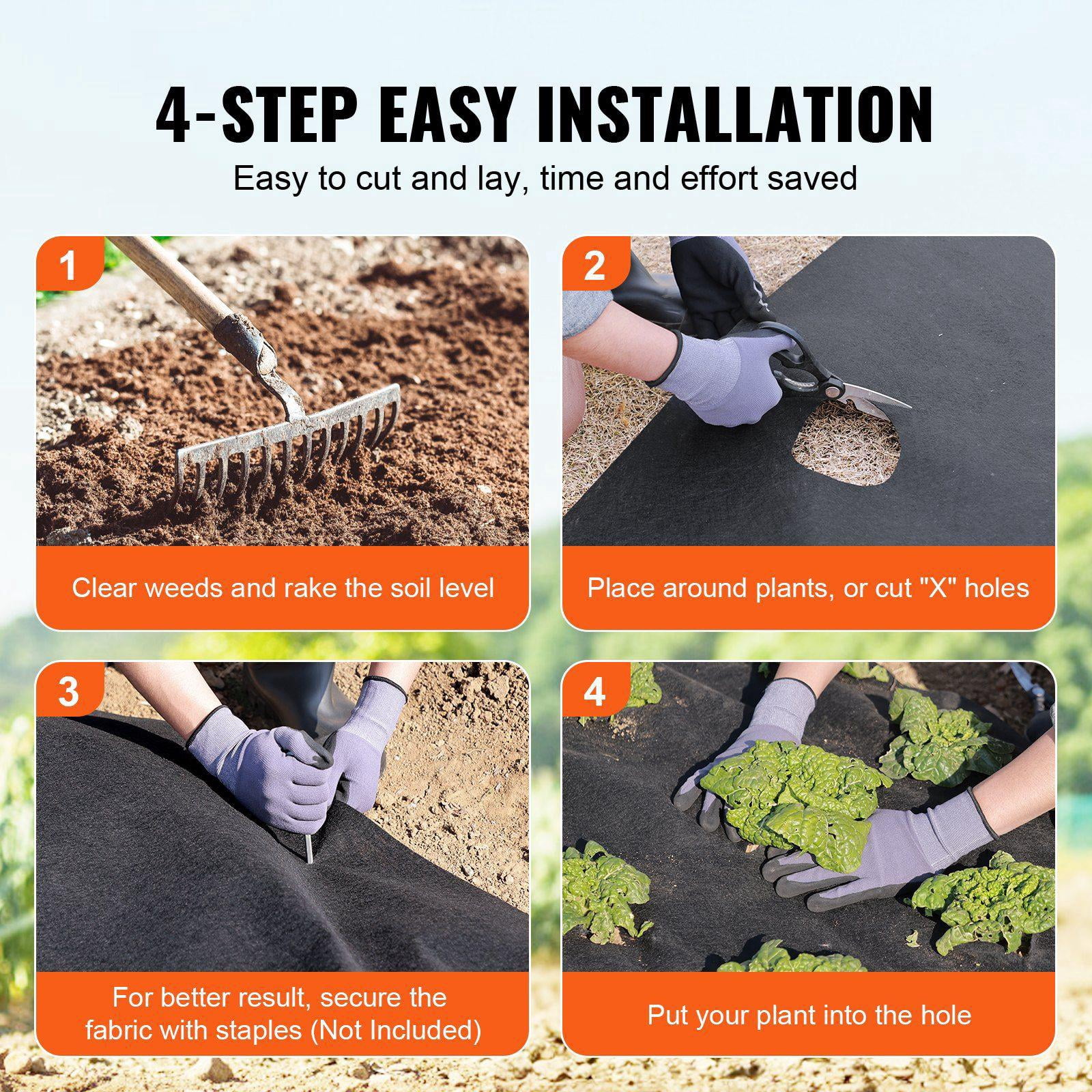 Non Woven Geotextile Fabric 6x100FT 8OZ Heavy Duty Weed Barrier Landscape Driveway Fabric Black for French Drains Under Gravel Ground Cover