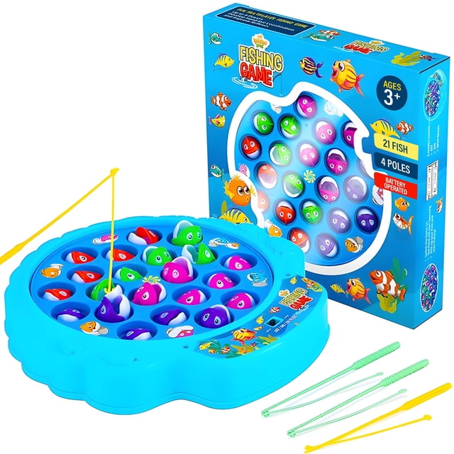 Juego de pesca IPIDIPI TOYS para niños con tabla giratoria para peces azul