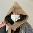 thumbnail image 2 of MESSUEN Hooded Shawl Long Shawl Knit Scarf Women's Cape Woman Scarf Womens Scarfs Scarf for Women Winter Khaki One Size, 2 of 4