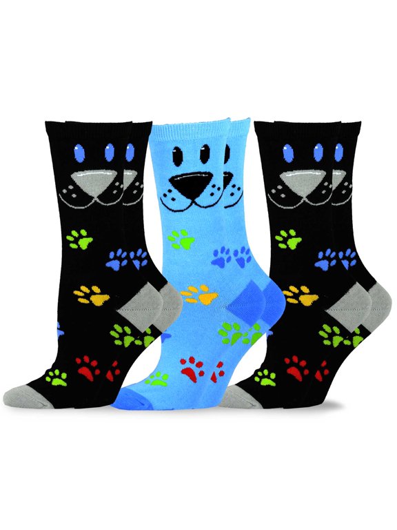 TeeHee Fun Novelty Dogs Cotton Crew Socks for Women and Men Multi-Pack