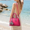thumbnail image 2 of Faraee Womens Purses and Handbags Leather Shoulder Crossbody Bag Ladies Top Handle Bags Satchel with Zipper Plush Pendant Hot Pink, 2 of 5