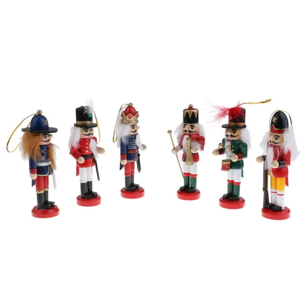 Soldados de cascanueces de madera tradicionales de 5 pulgadas 6 piezas soldado clásico
