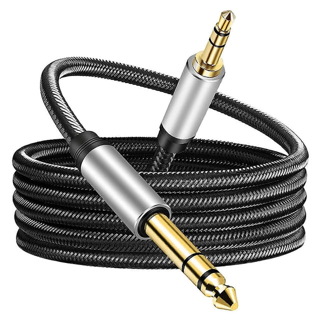 3.5mm to 6.35mm Stereo Audio Cable Nylon Braiding TRS Audio Cable with Stable Signal for MP3 Phone Speaker Computer