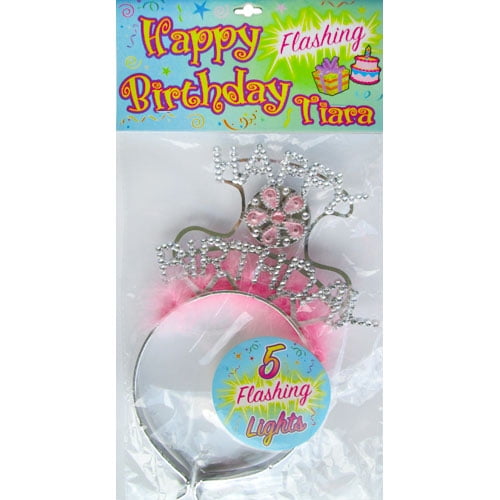 Various Happy Birthday Flashing Multicolor Tiara, 1ct
