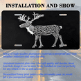 thumbnail image 3 of 1 Pcs 2D Flat License Plate Covers & Frames, Tattooed Reindeer For Decorative Front, Waterproof For Decoration Aluminum License Plate Covers & Frames Cover For Men Women, 12" X 6", 3 of 7