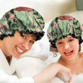 thumbnail image 6 of Shower Caps,Red Mushroom Leaf Black Pattern Waterproof Shower Cap for Women 4 Pieces,Double Reusable Hair Cover for Shower PEVA Elastic Stretch Hem, 6 of 7