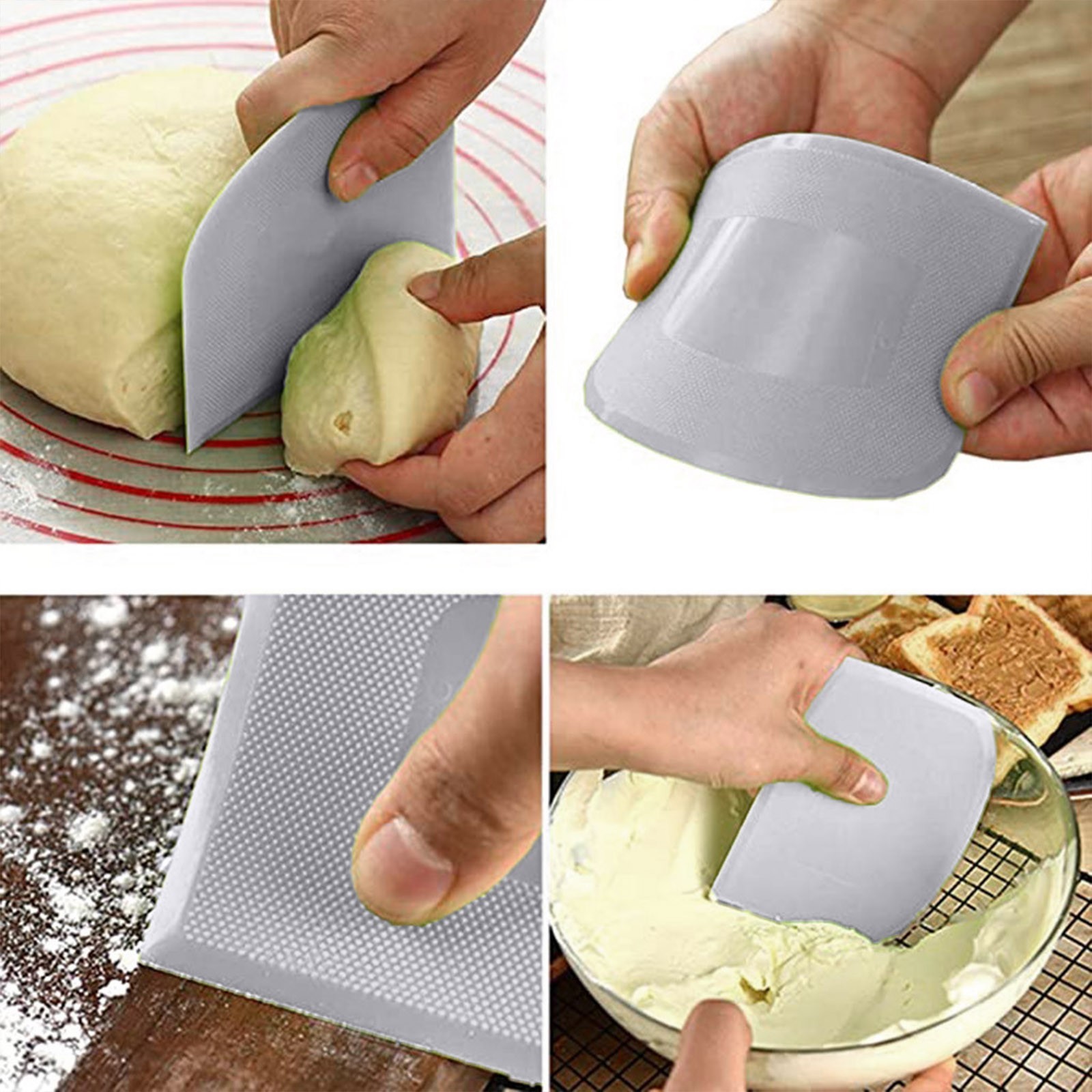 Lot De 3 Grattoirs à Pâte En Plastique Réutilisables (S, M, L) - Pour Pâtisserie, Glaçage, Décoration De Gâteaux - Qualité Alimentaire