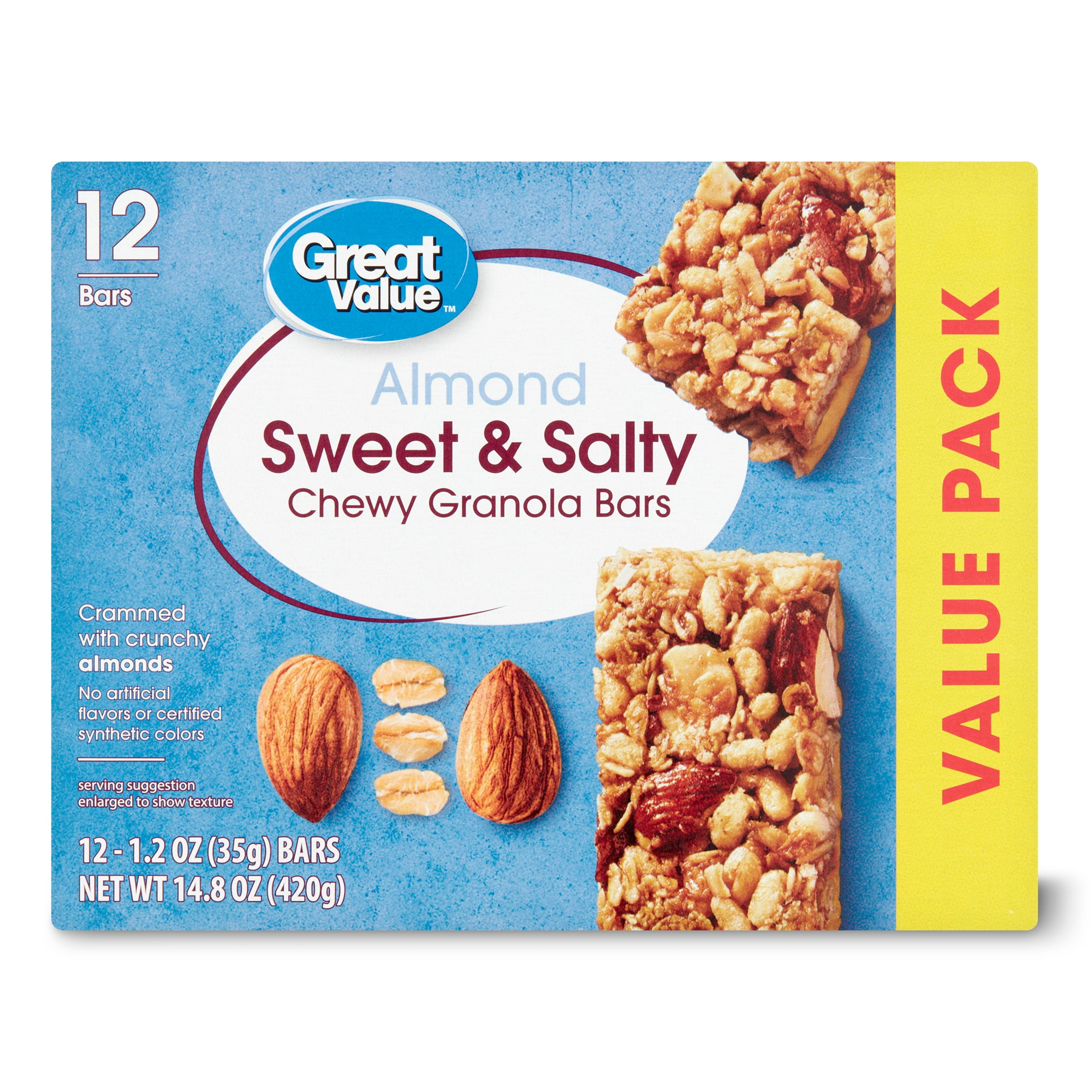 Great Value Sweet & Salty Chewy Almond Granola Bars, 12 Count