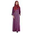 thumbnail image 1 of Bimba Islamic Clothes For Women Long Prayer Robe Maxi W/ Printed Hijab Rayon Abaya Front Button Muslim Dress, 1 of 7
