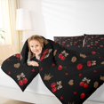thumbnail image 3 of spefrowx Cherry Leopard Print Bow Queen Comforter Set for Teens, Cartoon Princess Crown Comforter Sets Queen, Black Reversible, 3-Piece, 1 Comforter and 2 Pillowcases, 3 of 6